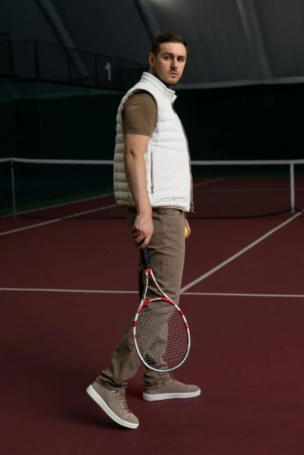 Santoni сникеры из замши бежевые мужские 178210 - фото 2