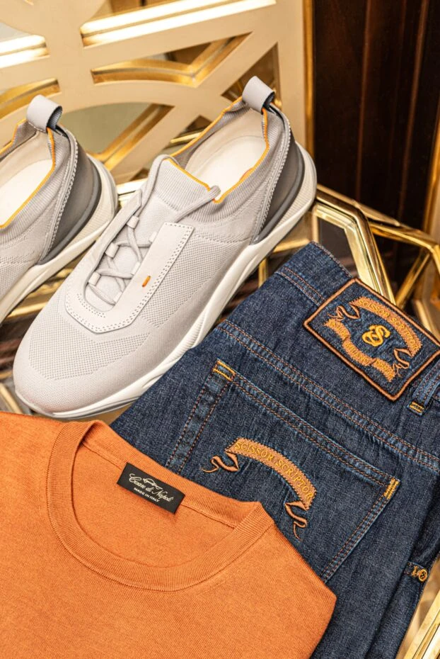 Santoni ерлерге арналған сұр полиэфирлі кроссовкалар 178214 - фото 2