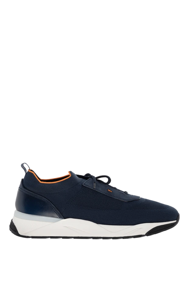 Santoni man men's blue polyester sneakers купить с ценами и фото 178216 - photo 1