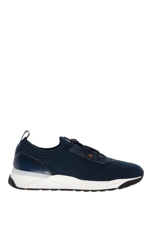 Santoni man men's blue cotton sneakers купить с ценами и фото 178219 - photo 1