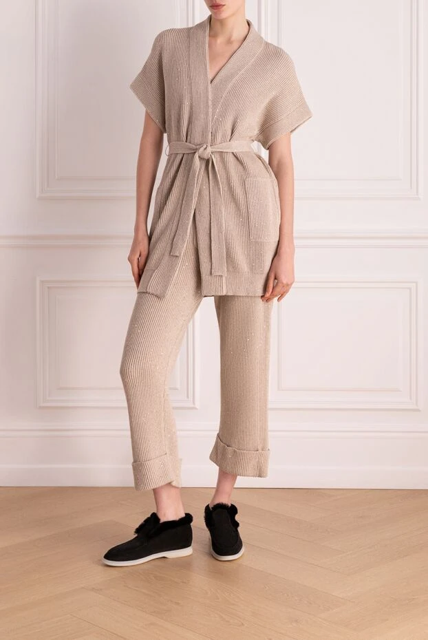 Платье из вязаного трикотажа в рубчик с карманами
 - фото 2