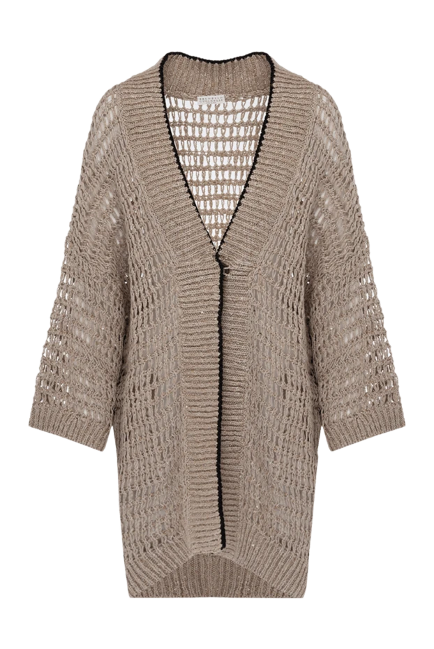 Кардиган из льна и шелка женский бежевый - фото 1