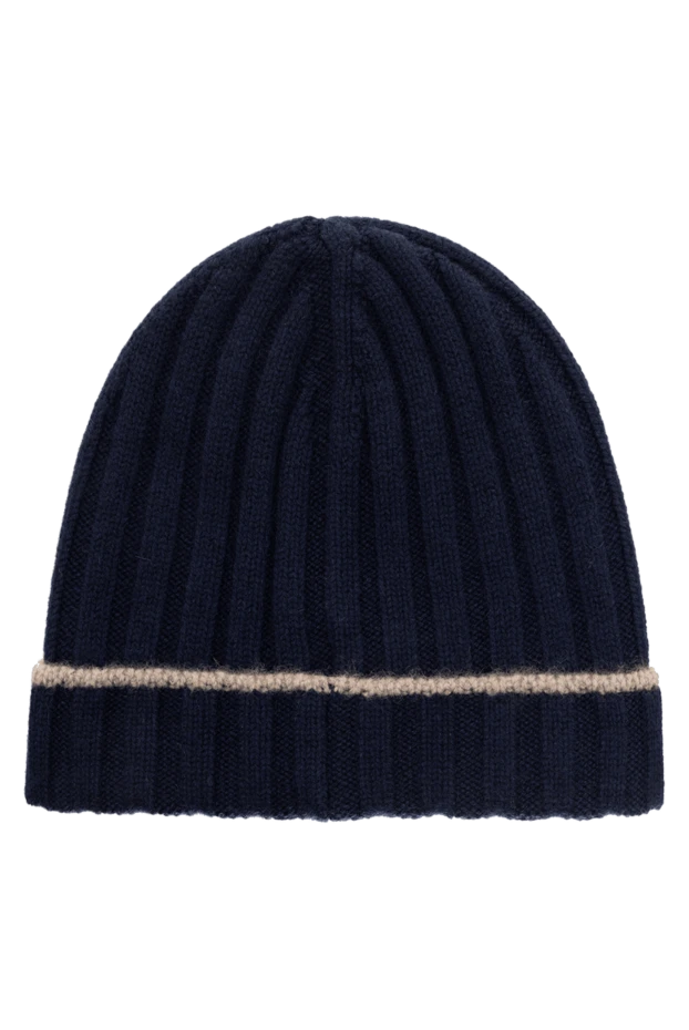 Brunello Cucinelli cashmere hat with ribbed knit and decorative stripe in beige 178233 - photo 3