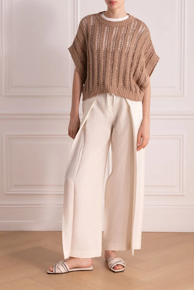 Brunello Cucinelli brown knitted openwork sleeveless jumper 178237 - photo 2