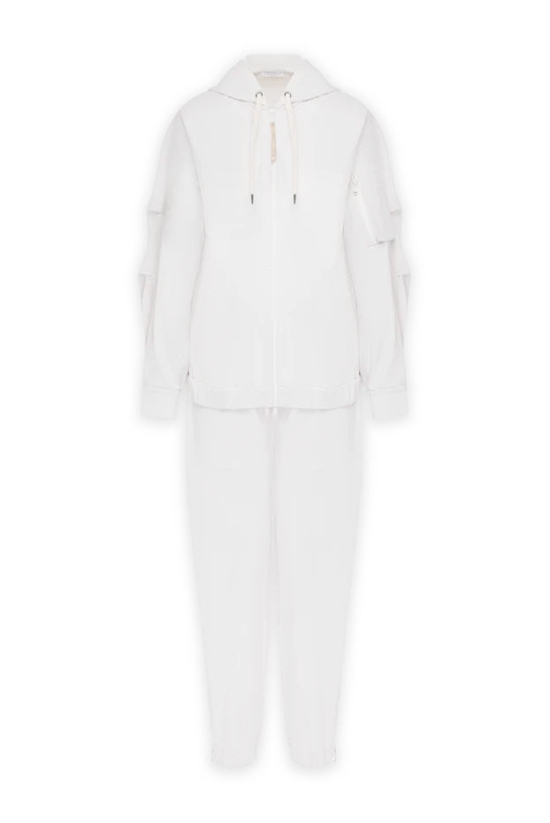 White tracksuit made of thin cotton with a hood - photo 1