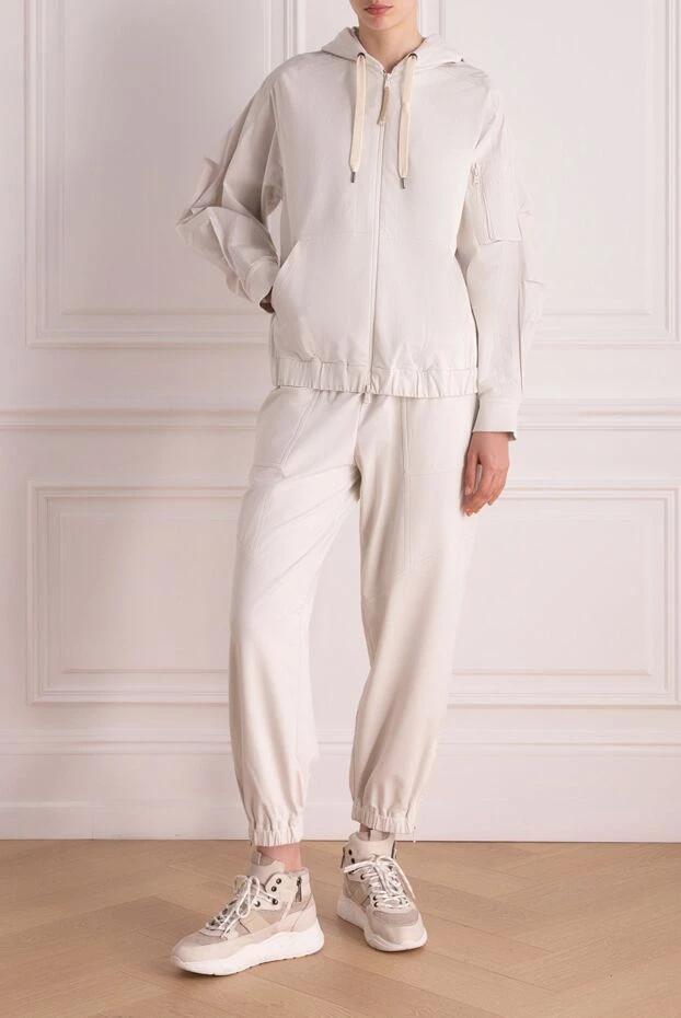 Brunello Cucinelli white tracksuit made of thin cotton with a hood 178238 - photo 3