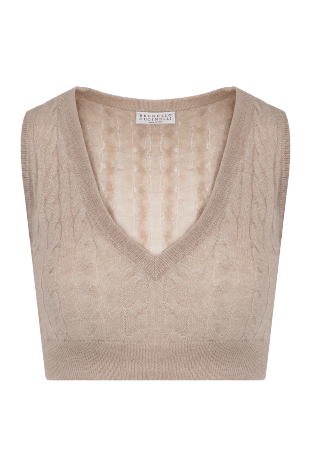 Beige cotton and alpaca top for women - photo 1