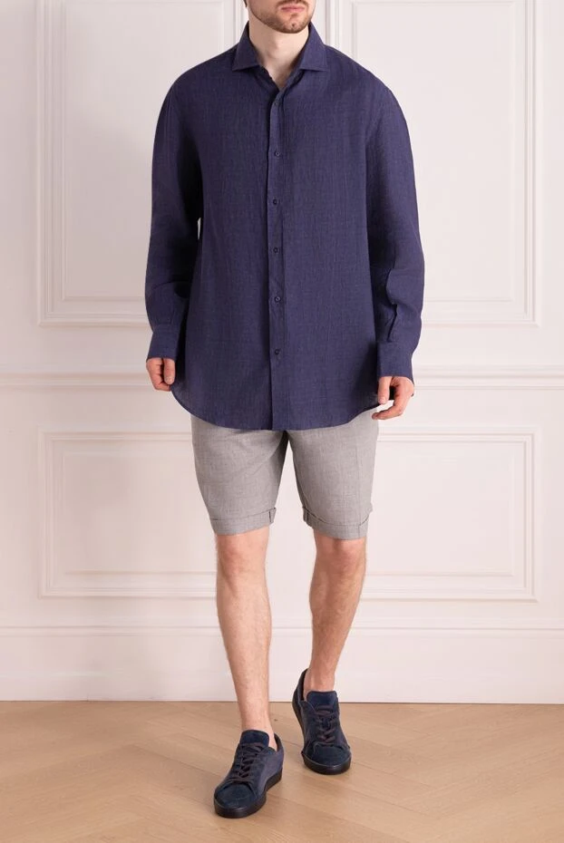 Brunello Cucinelli linen shirt for men blue 178244 - photo 3