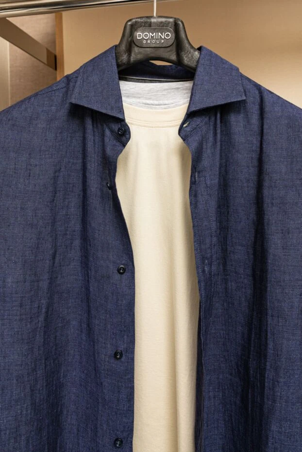 Brunello Cucinelli linen shirt for men blue 178244 - photo 2