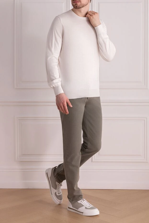 Brunello Cucinelli ерлерге арналған ақ мақтадан жасалған жемпір 178246 - фото 3