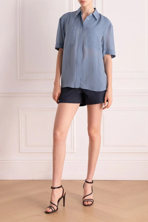 Brunello Cucinelli blue viscose and silk blouse for women 178248 - photo 2