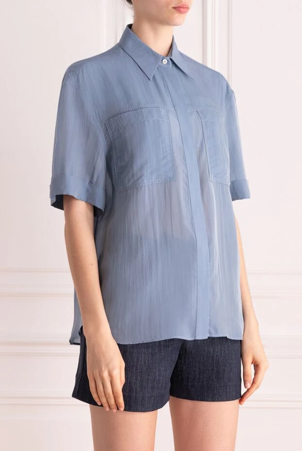 Brunello Cucinelli blue viscose and silk blouse for women 178248 - photo 3