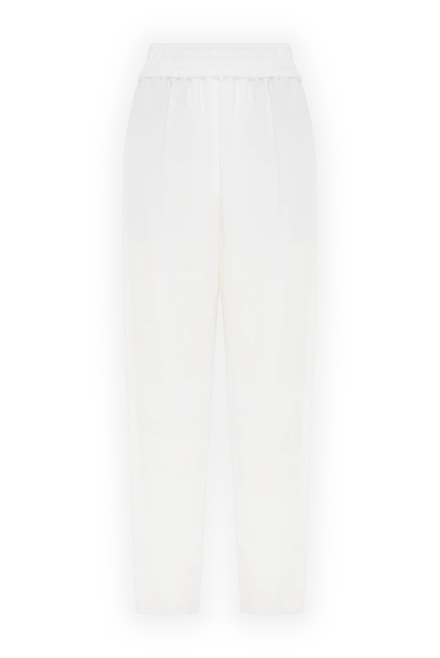 Брюки из вискозы и льна женские белые - фото 1