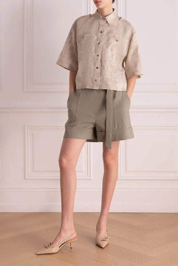 Brunello Cucinelli шорты женские зеленые 178269 - фото 3