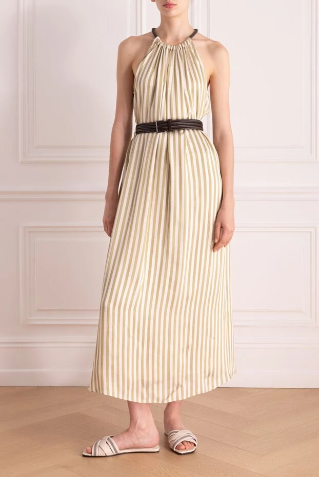 Brunello Cucinelli beige viscose and silk dress for women 178271 - photo 2