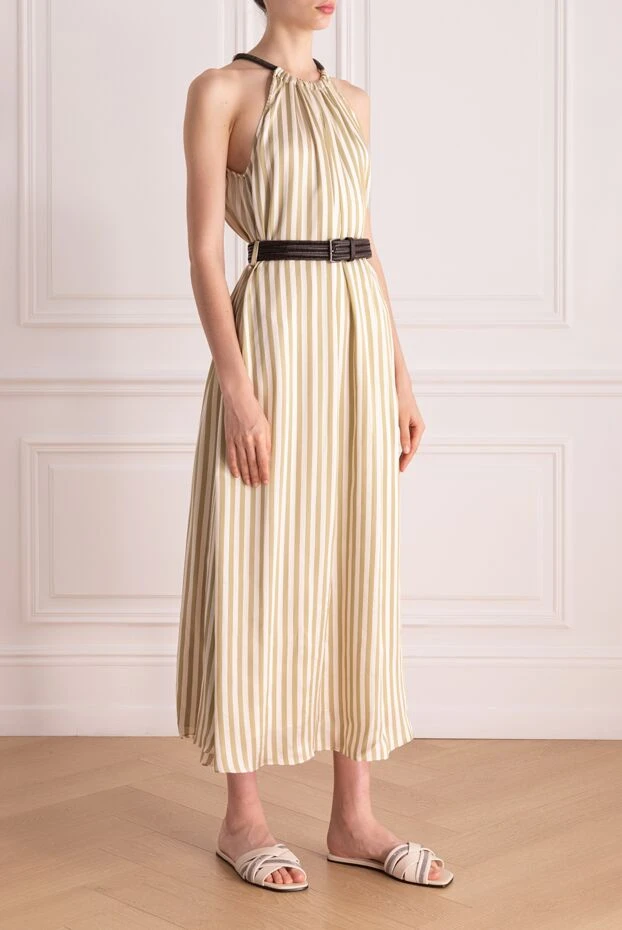 Brunello Cucinelli beige viscose and silk dress for women 178271 - photo 3