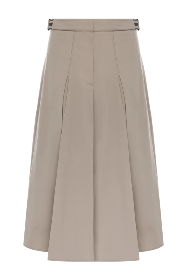 Әйелдерге арналған бежевый мақта және эластан миди юбка - фото 1