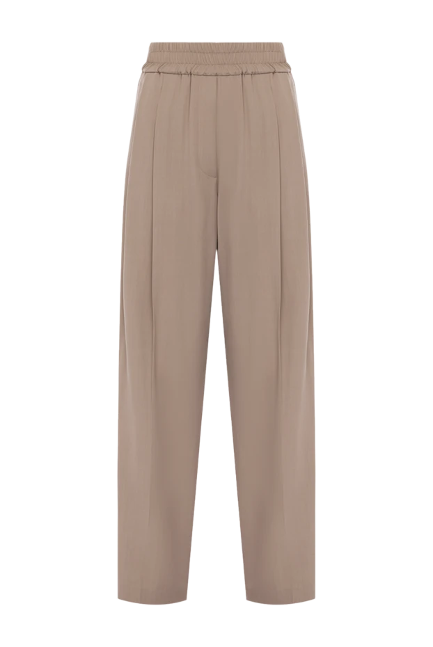 Beige viscose and wool pants for women - photo 1