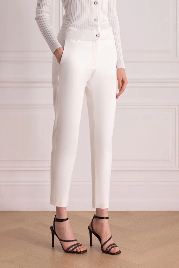 Brunello Cucinelli брюки белые из хлопка с поясом под ремень
 178276 - фото 3