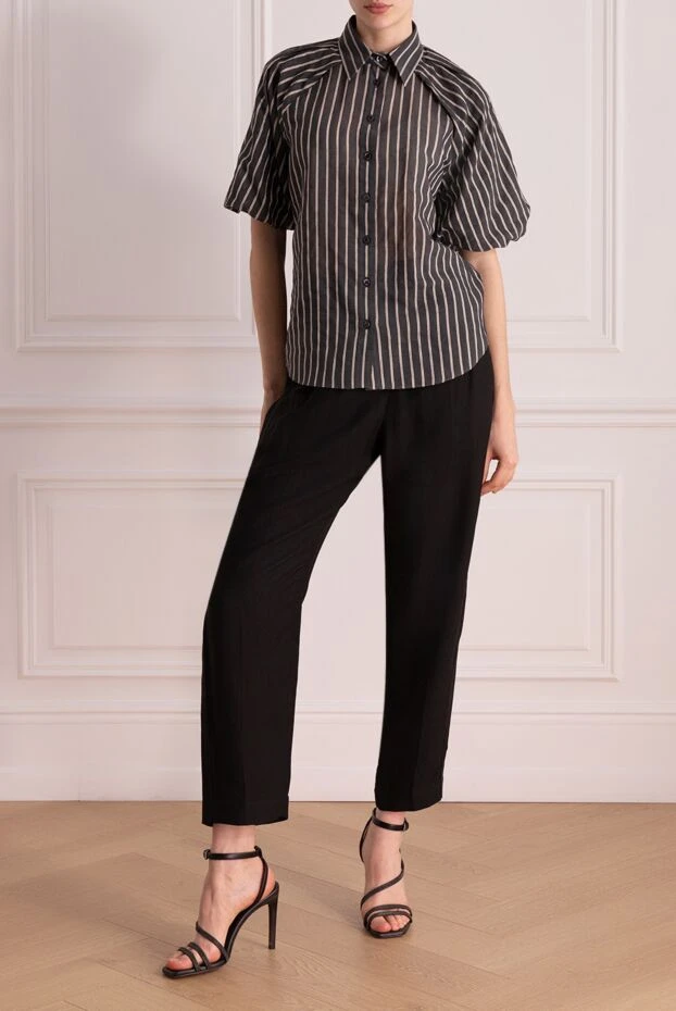 Brunello Cucinelli брюки из вискозы и льна женские черные 178277 - фото 2