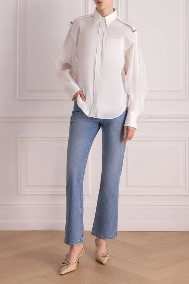 Brunello Cucinelli джинсы из хлопка и эластана женские синие 178278 - фото 2