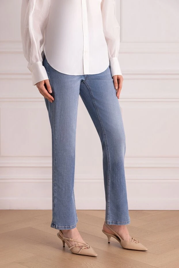 Brunello Cucinelli джинсы из хлопка и эластана женские синие 178278 - фото 3