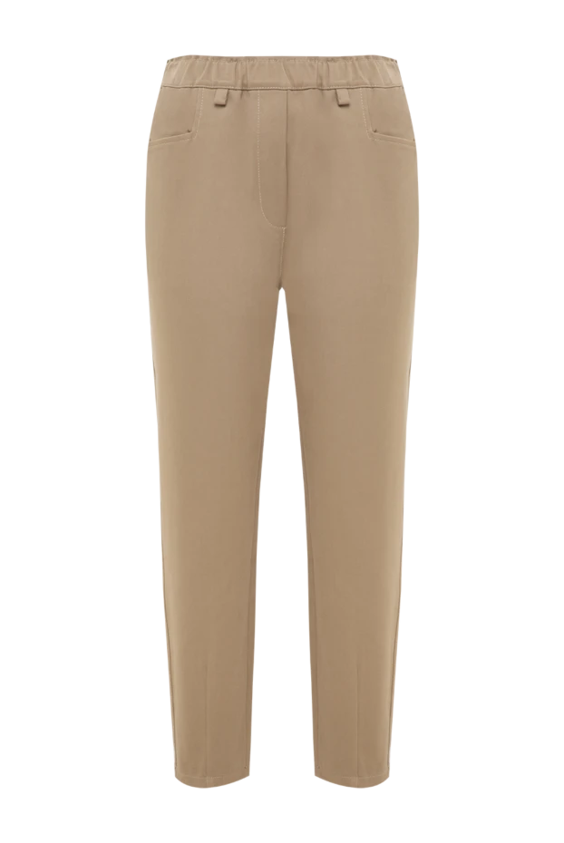 Брюки из хлопка женские бежевые - фото 1