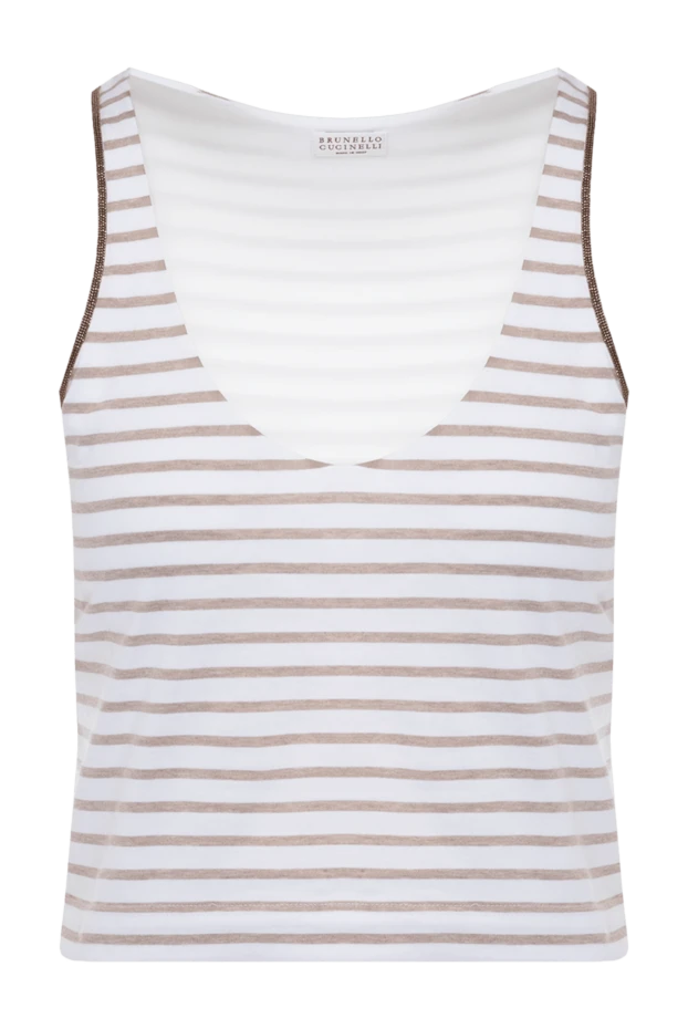 Women's white striped cotton T-shirt - photo 1