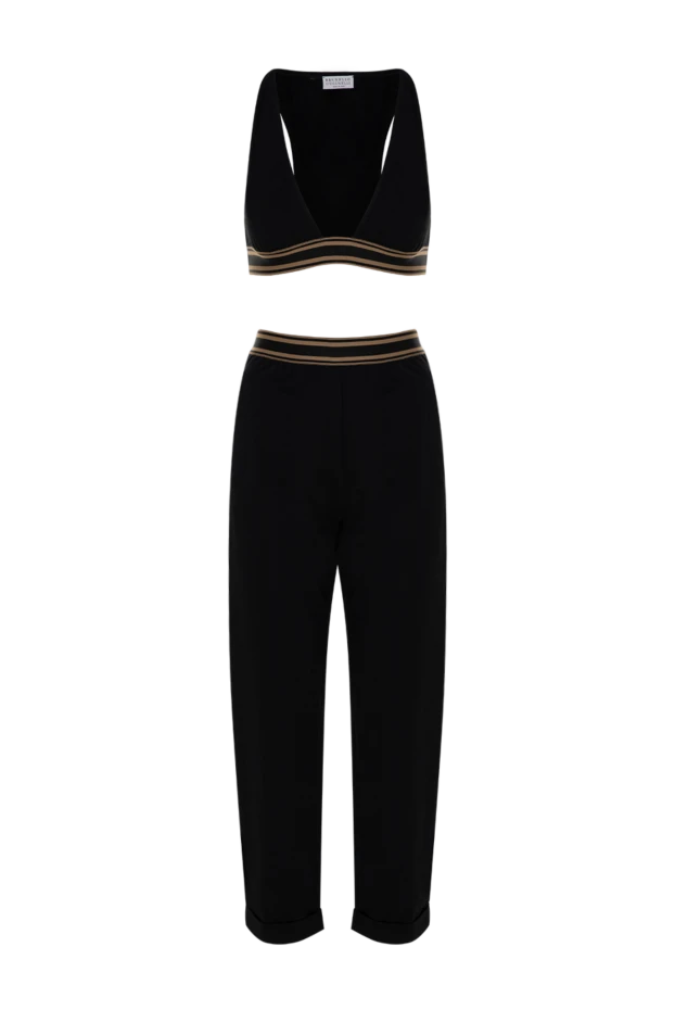 Костюм со штанами из хлопка и эластана женский черный - фото 1