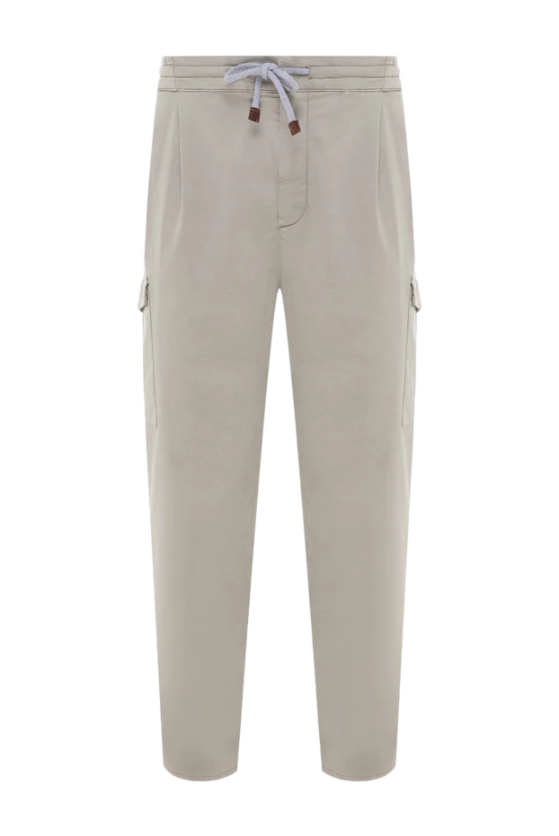 Beige cotton and elastane pants for men - photo 1