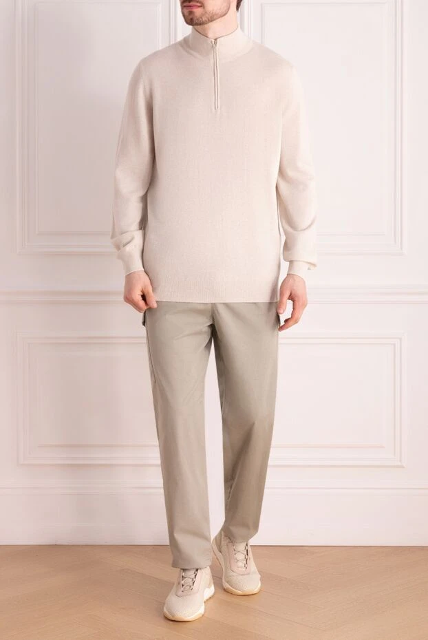 Brunello Cucinelli ерлерге арналған бежевый мақта және эластанды шалбар 178294 - фото 2