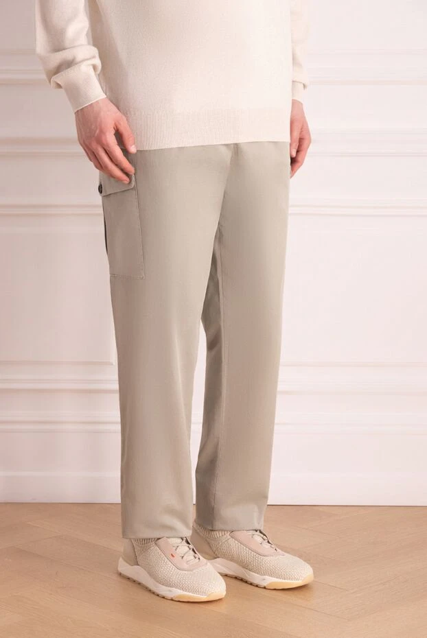 Brunello Cucinelli ерлерге арналған бежевый мақта және эластанды шалбар 178294 - фото 3