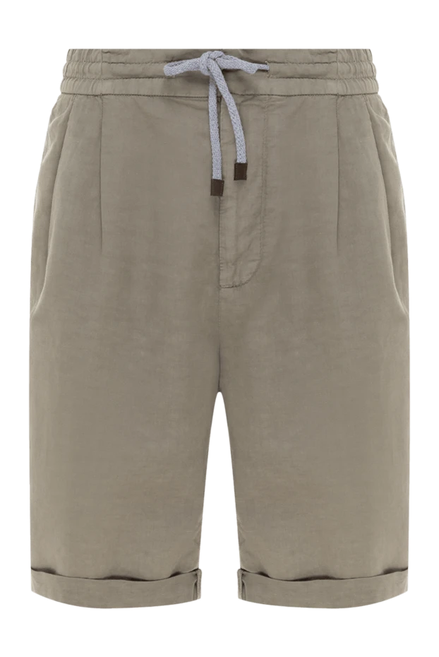 Шорты из льна и хлопка мужские бежевые - фото 1
