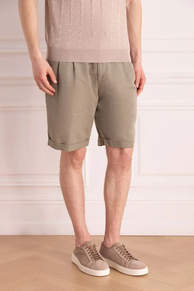 Brunello Cucinelli шорты из льна и хлопка мужские бежевые 178297 - фото 3