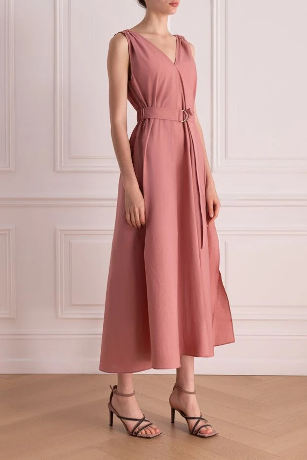 Brunello Cucinelli pink cotton and nylon dress for women 178310 - photo 3