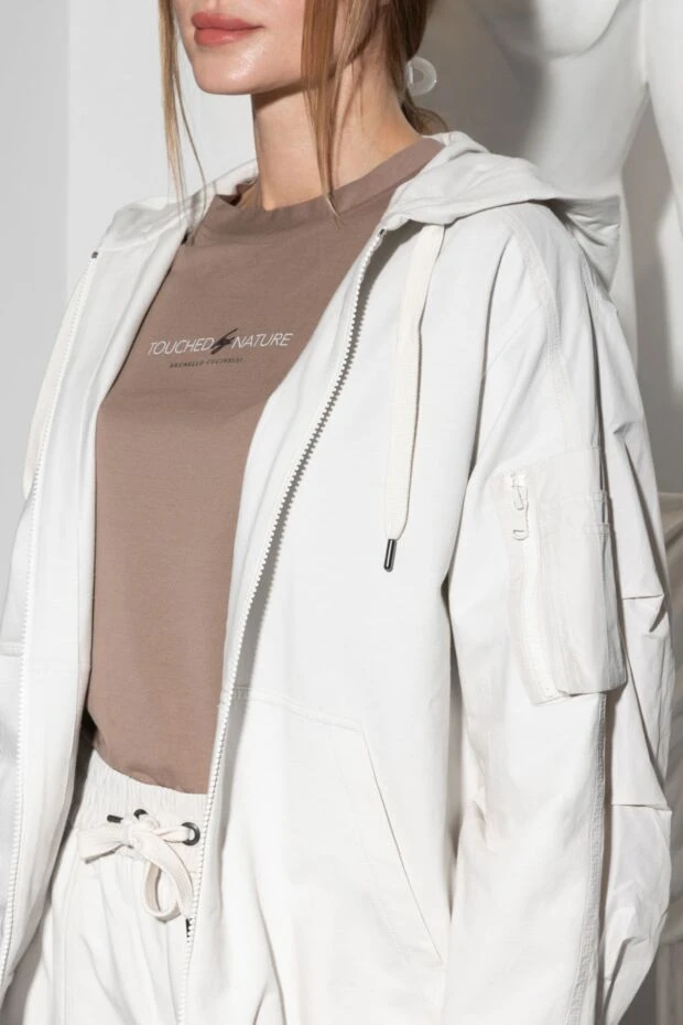 Brunello Cucinelli футболка из хлопка женская коричневая 178326 - фото 2