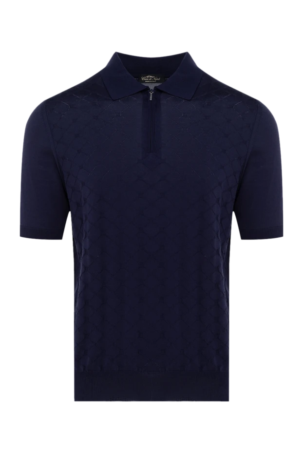 Cesare di Napoli man men's blue silk polo купить с ценами и фото 178327 - photo 1