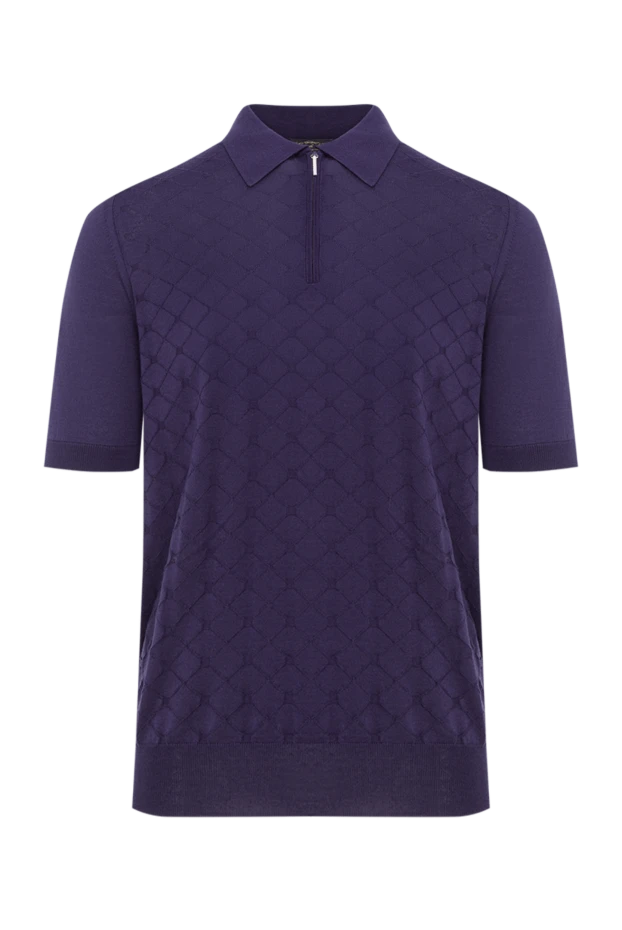 Men's blue silk polo shirt - photo 1