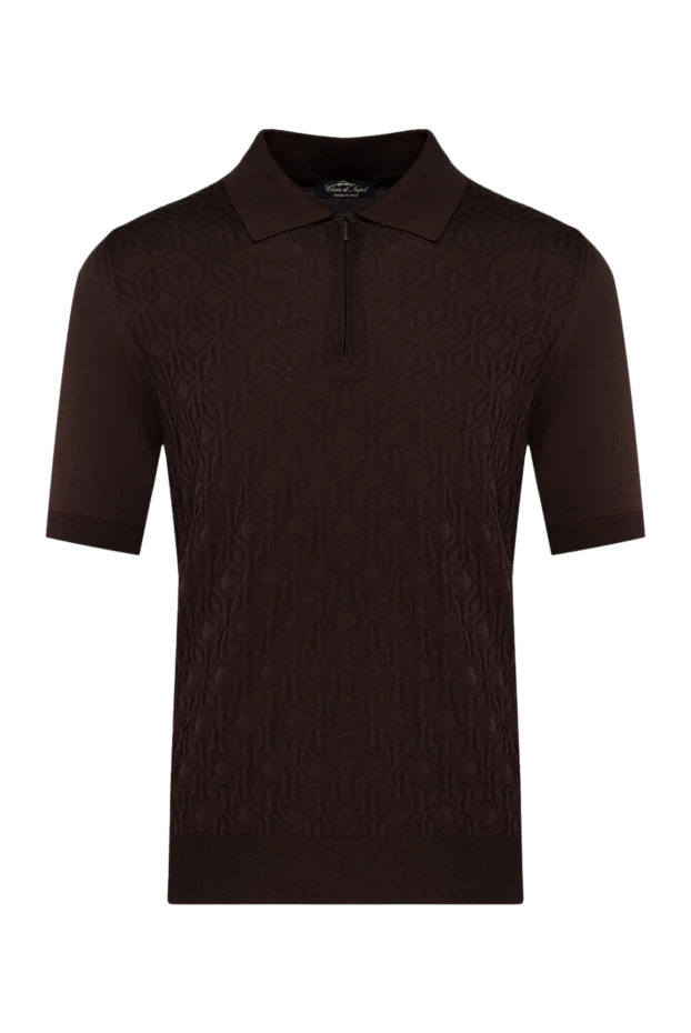 Cesare di Napoli man men's brown silk polo купить с ценами и фото 178339 - photo 1