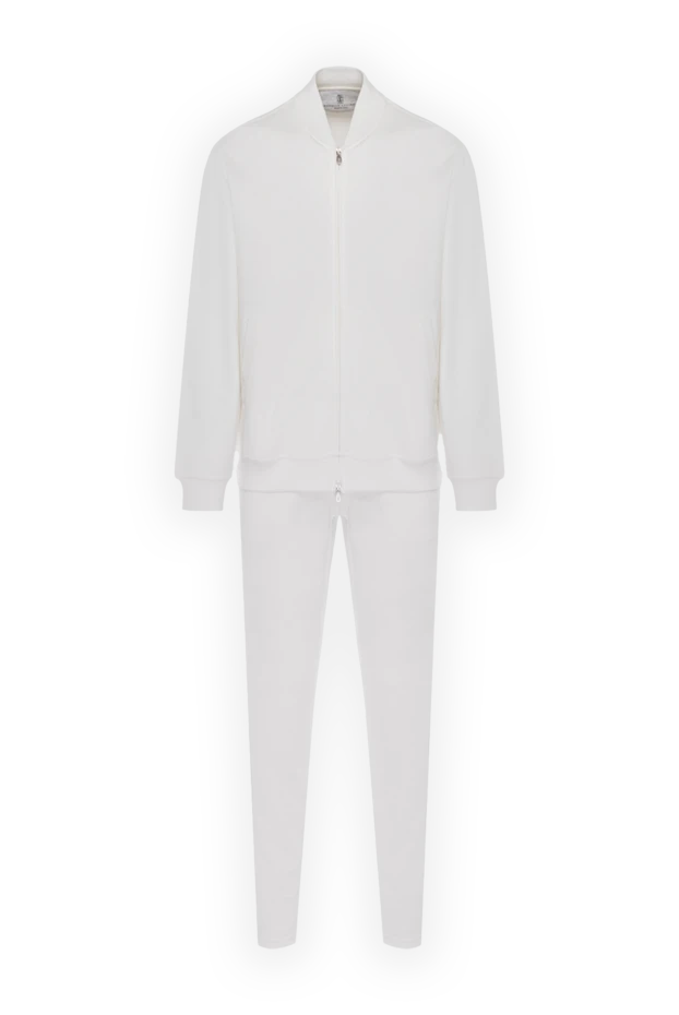 Мақта мен полиамидтен тігілген ерлерге арналған ақ серуендеу костюмі - фото 1
