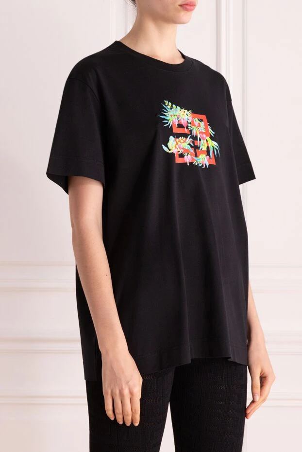 Givenchy women's black short-sleeve t-shirt with a vibrant floral pattern
 178361 - photo 3
