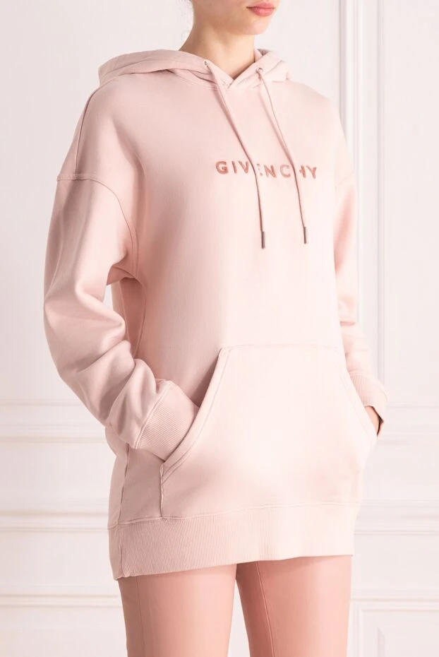 Givenchy әйелдерге арналған қызғылт мақтадан жасалған ұзын жеңді капюшон, логотипі кестеленген
 178363 - фото 3