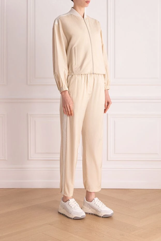 Peserico женский спортивный костюм с воротником стойкой бежевый 178368 - фото 3