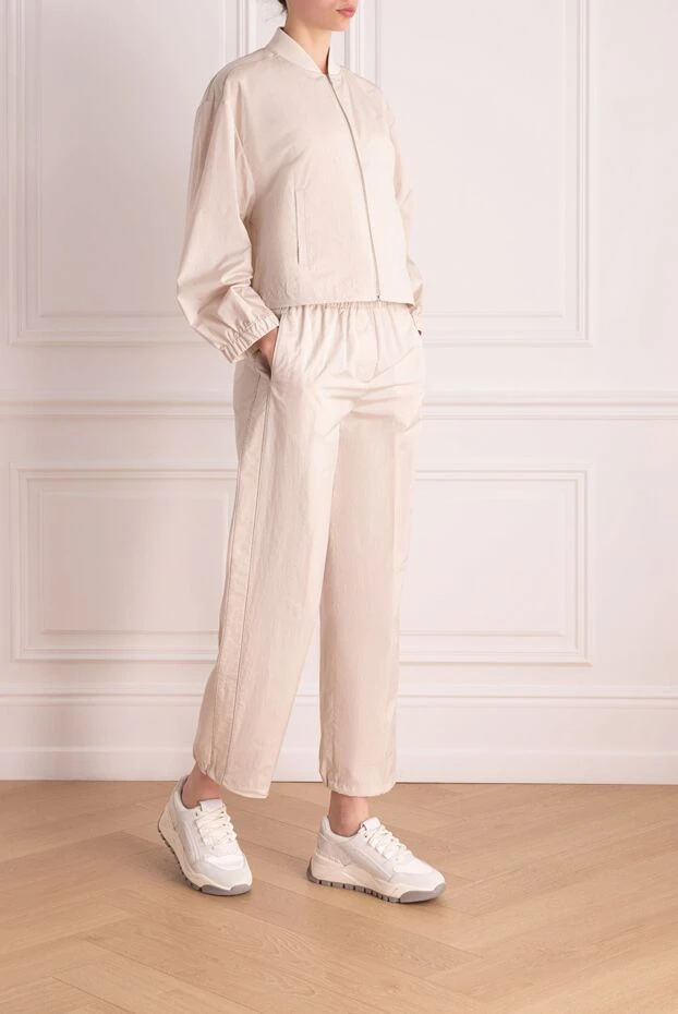 Peserico женский бежевый костюм для прогулок с воротником стойкой  178369 - фото 3