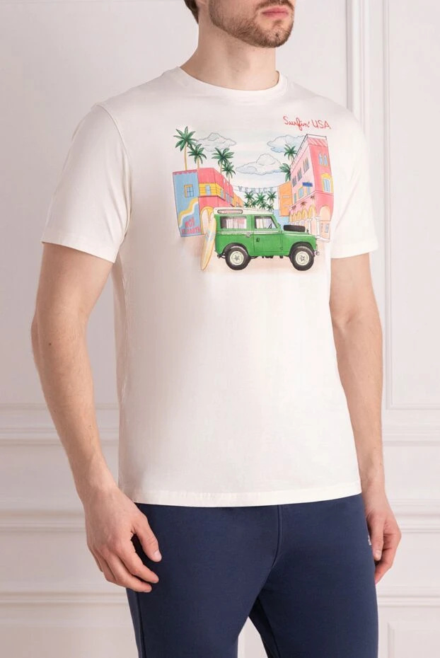 MC2 Saint Barth калифорниялық серфингтік басып шығарылған ақ мақта ерлерге арналған футболка 178431 - фото 3