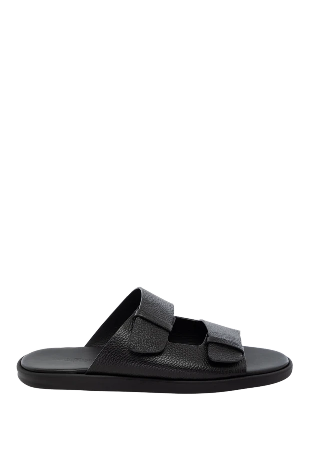 Doucal`s man black men's genuine leather flip-flops купить с ценами и фото 178465 - photo 1