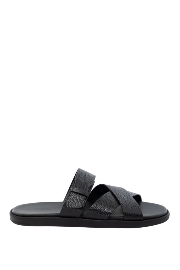 Doucal`s man black men's genuine leather flip-flops купить с ценами и фото 178468 - photo 1