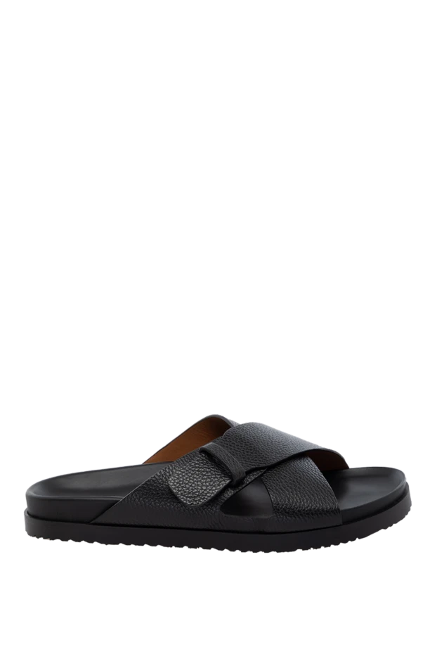 Doucal`s man black men's genuine leather flip-flops купить с ценами и фото 178469 - photo 1