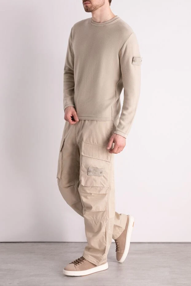 Stone Island man beige cotton trousers for men купить с ценами и фото 178471 - photo 2