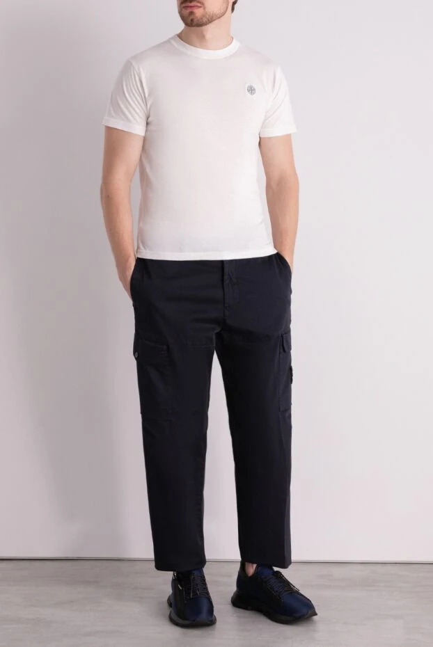 Stone Island man men's blue cotton and elastane trousers купить с ценами и фото 178472 - photo 2